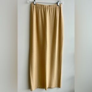 St John Evening Gold Knit Maxi Skirt Size 8 Made in USA Elegant Formal